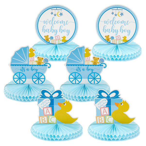 6 Pack Boy Baby Shower Table Decorations, Yellow Duck Honeycomb Centerpieces (8.25 x 7.5 In) - image 1