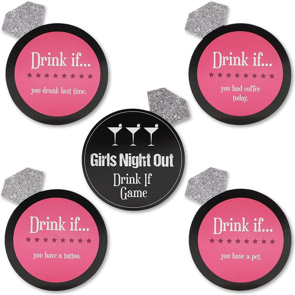 Sparkle and Bash Bachelorette Party Drink Game Cards - 30-Pack, 4.7 x 3.7 In, Black & Pink Cardstock - Drink If Challenges for Bridal Shower & Girls' Night Bachelorette Party Games - image 1