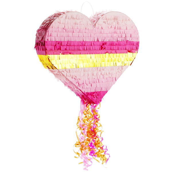 Sparkle and Bash Pull String Pinata - 16 x 13 x 3 In, Pink & Gold Ombre - Heart Shaped Pinata for Girls' Birthday Party Supply & Decoration - image 1