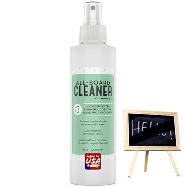IMPRESA Chalkboard Cleaner Spray - 8 oz, White, Dry Erase - Non-Toxic Dry Erase Spray Cleaner for Chalk, Liquid Chalk & Marker - Whiteboard & Blackboard Cleaner - Made in USA - image 1