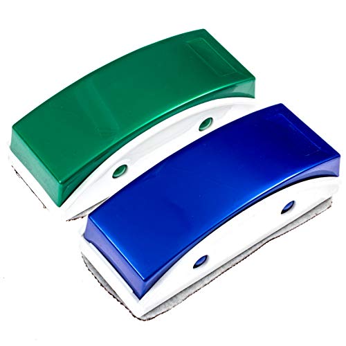Impresa Magnetic Eraser - Pack of 2, Blue & Green Magnet for Dry Erase Board - Microfiber Whiteboard Eraser Cloths with Ergonomic EVA Handle - Streak-Free Cleaning on Glass Whiteboards - image 1