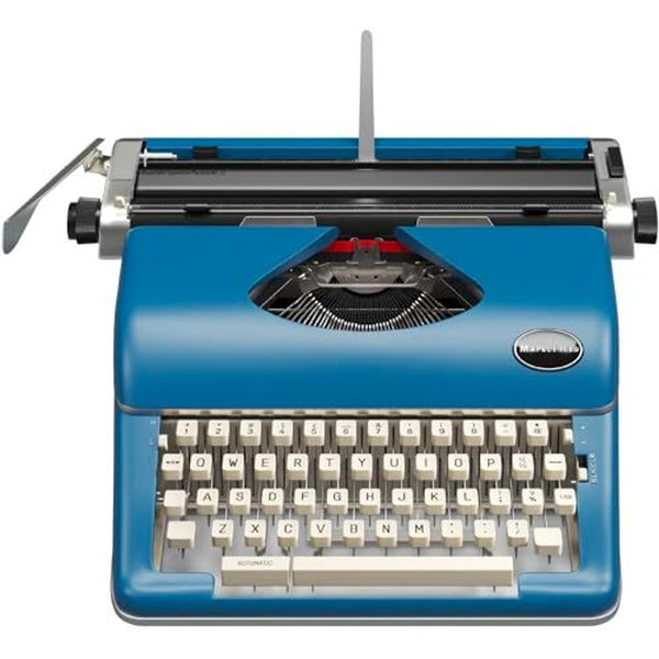 Maplefield Vintage Manual Typewriter - Tactile Typewriter Keyboard - Blue Accent for Office Desk Decor - Portable Typing Machine - Blue - image 1