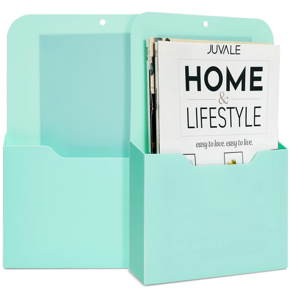 Okuna Outpost Magnetic File Holder - Space-Saving Wall File Organizer - Refrigerator & Cabinet Mail Organizer - Whiteboard Magnetic Folder Holder - Mint - 10 x 13 in - Pack of 2 - image 1