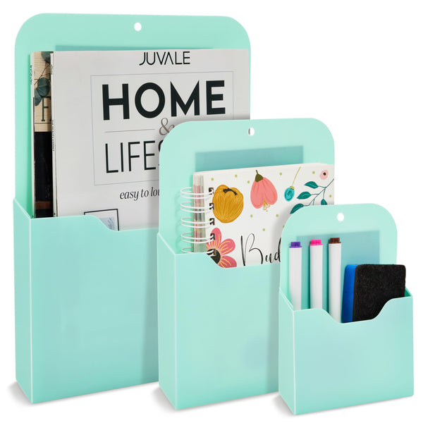 Okuna Outpost Locker Accessories Magnetic File & Bill Holder - Mint, 3-Pack - Refrigerator Magnet File Organizer & Mail Holder - Locker Storage & Wall Folder - Magnetic Pen & Receipt Pocket - image 1