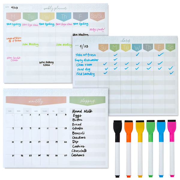 Okuna Outpost Magnetic Dry Erase Board for Fridge, Weekly Planner with 6 Magnetic Pens for Teachers, Students, Kitchen (12 x 9 in) - image 1