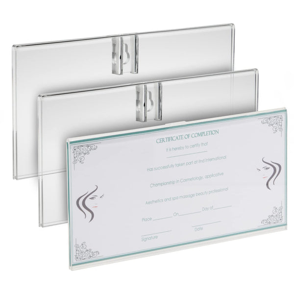 Stockroom Plus Clear Acrylic Business License Frame - Durable & Cosmetology License Holder - Adhesive Wall Mount & Permit Display Case - 3 Pack - 8.55 x 3.84 x 0.2 in - image 1