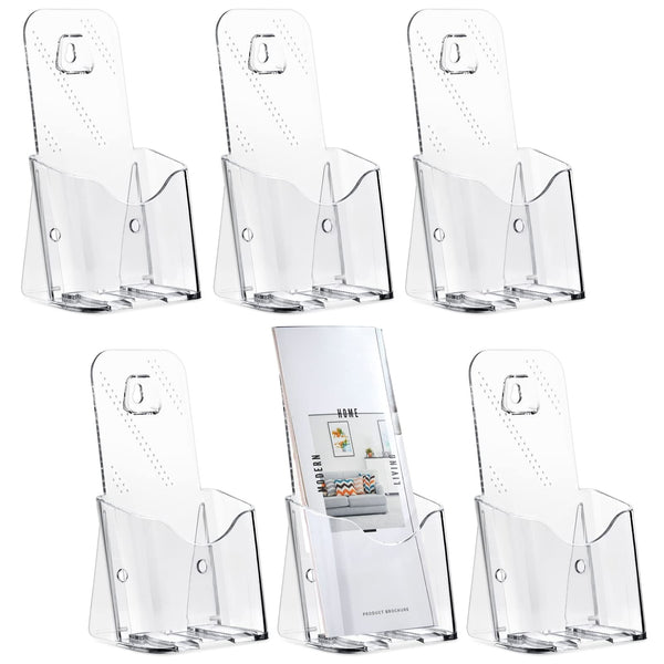 Stockroom Plus Brochure Holder - Transparent Design & Business Card Holder - Easy Access Brochure Display Stand - Space-Saving Wall File Organizer - 4 x 8 x 3 in, Clear, Pack of 6 - image 1