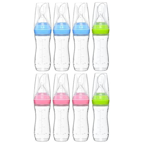 Goji Baby 4 oz Silicone Baby Food Dispensing Spoon - Gentle on Teething Gums & Infant Feeder - Precise Food Release & Feeding Spoon - Leak-Proof Stopper & Baby Travel - Pack of 8, Multicolored - image 1