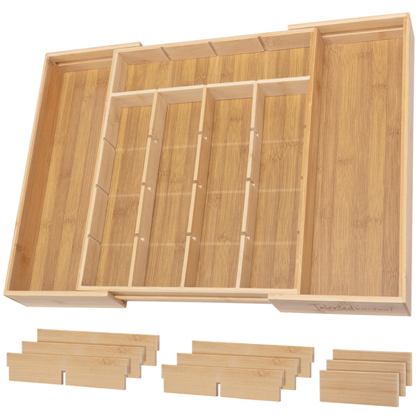 Talented Kitchen Expandable Silverware Drawer Organizer - Adjustable Bamboo Dividers for Cutlery & Utensils, Removable Sections, Space-Saving Kitchen Drawer Storage, Versatile, Durable, Natural Finish - image 1