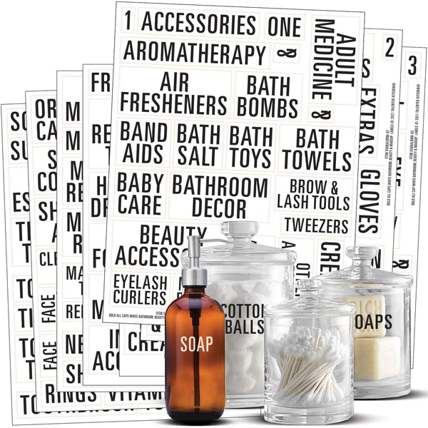 Talented Kitchen Bathroom Vinyl Labels - Waterproof Stickers for Bathroom Storage Cabinet - Preprinted Face Soap Stickers for Makeup Organizer - Cosmetic Labels for Beauty Storage - 186-Pack - image 1