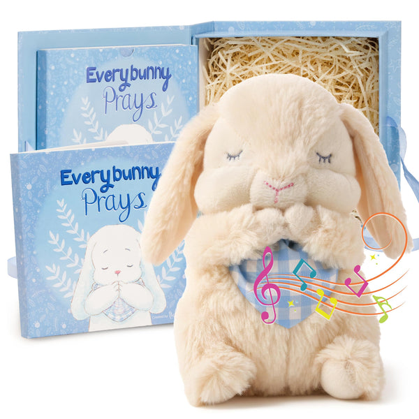 Tickle & Main Everybunny Prays Bunny Stuffed Animal & Musical Toy - Blue, 7 in Plush & Illustrated Book, Recites Now I Lay Me Down to Sleep - Baptism Gifts for Boys - Christening Gifts for Boys - image 1