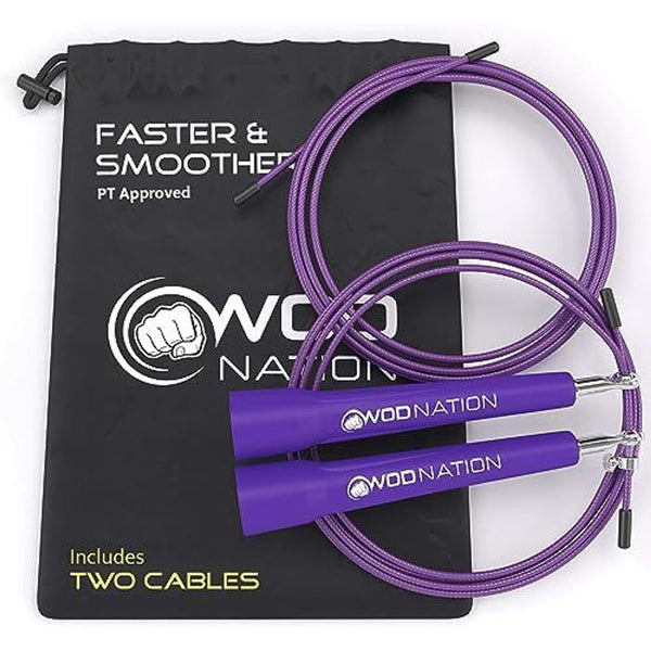 WOD Nation Adjustable Speed Jump Rope - Purple, Adjustable Length - Home Gym Workout Equipment & Cardio Gear - Fitness & Exercise Equipment for Men, Women & Kids - MMA & Boxing Training - image 1