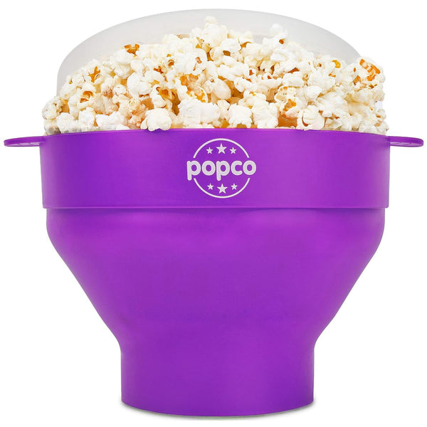 The Original Popco Silicone Microwave Popcorn Popper with Handles, Silicone Popcorn Maker, Collapsible Bowl and Dishwasher Safe - 15 Colors Available (Dark Orchid) - image 1