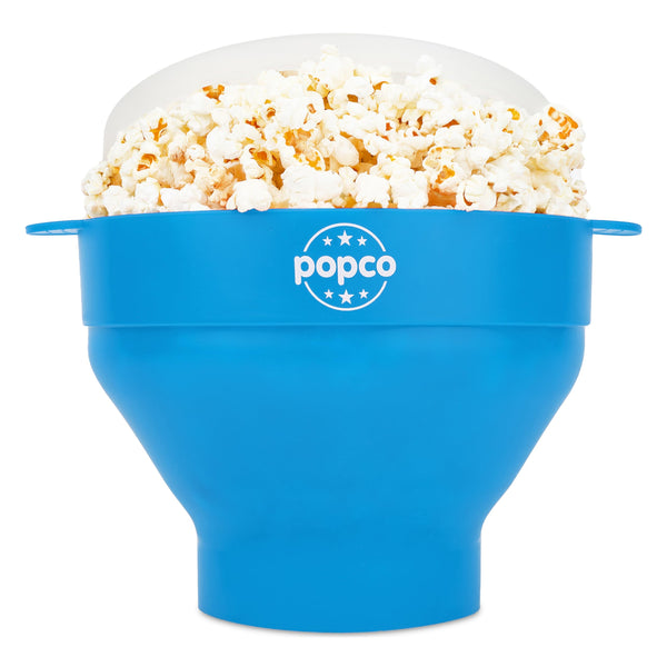 The Original Popco Silicone Popcorn Maker - Microwave Popcorn Popper - Collapsible Bowl, Heat-Resistant, Easy to Clean, Ideal for Family Movie Nights, 15-Cup Capacity - Transparent Glacier Blue - image 1