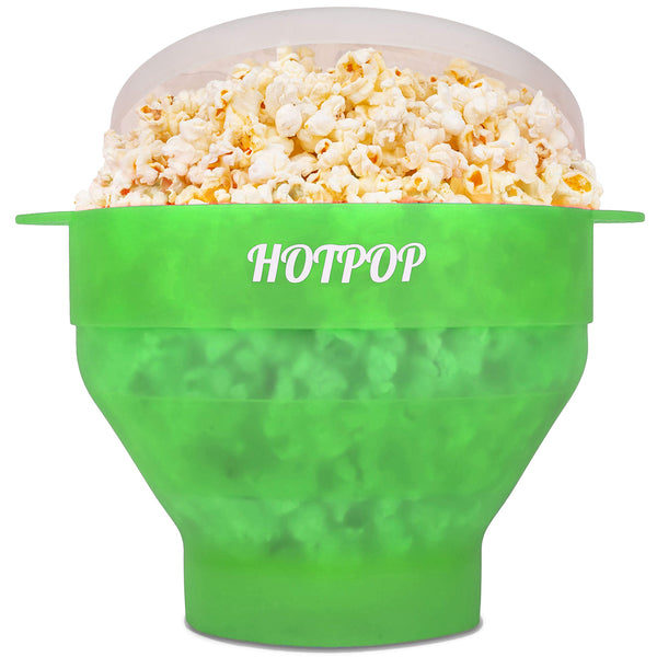 The Original Hotpop Microwave Popcorn Popper, Silicone Popcorn Maker, Collapsible Bowl and Dishwasher Safe- 20 Colors Available (Transparent Green) - image 1