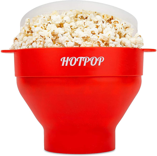 The Orginal HotPop Silicone Popcorn Maker - Microwave Popcorn Popper with Handles - Collapsible Bowl, Heat-Resistant, Easy to Clean, Ideal for Family Movie Nights, 15-Cup Capacity - Red - image 1