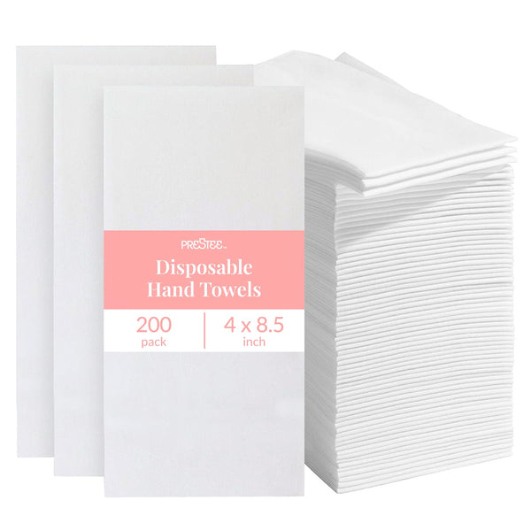 Prestee 200 Disposable Paper Hand Towels That Feel Like Linen Napkins, 2-Ply - Guest Towels, Wedding Paper Napkins, Disposable Napkin for Guest Bathroom, Parties, Dinners, Events (White) - image 1