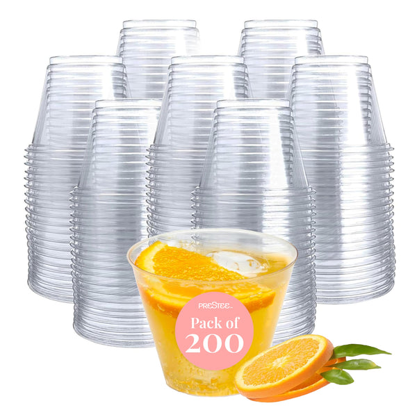Small Clear Plastic Cups - 5 oz. 200 Pack - Hard Disposable Cup - Wine and Plastic Cocktail Glasses - Drinking and Party Punch Cups and Bulk Wedding Tumblers - image 1