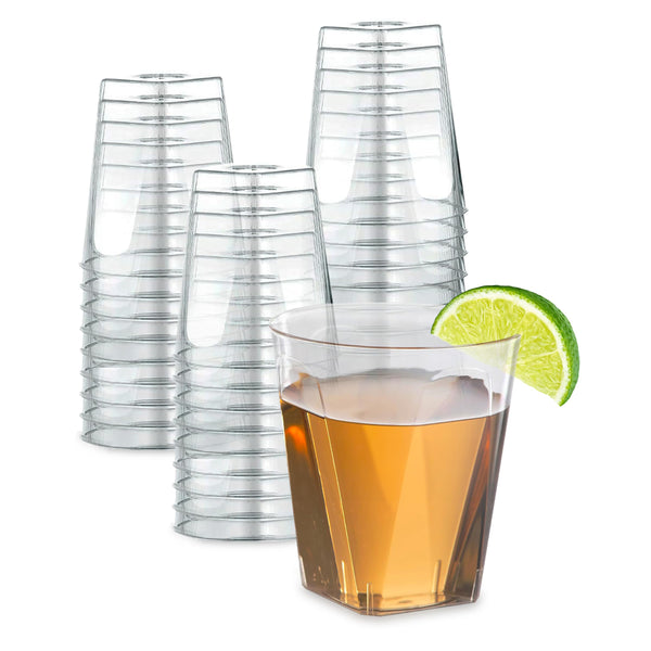 Prestee Clear Plastic Shot Glasses, 2 oz Disposable Shot Glasses - Bulk 100 Pack, Durable Small Cups for Shots, Mini Drinkware for Parties, Events, Reusable or Disposable - Crystal Clear Design - image 1