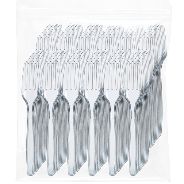 Prestee 500 Clear Plastic Forks - Heavyweight Disposable Forks, Sturdy Flatware, Elegant Fork for Parties, Bulk Disposable Silverware Set, Clear Plastic Utensils - Flatware - image 1