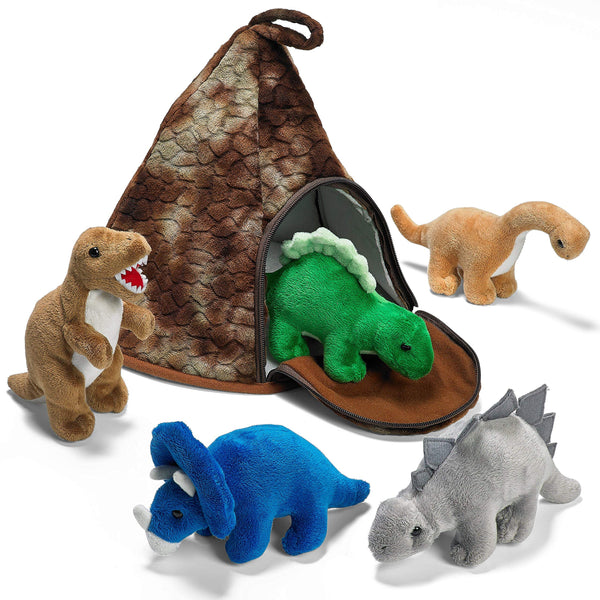PREXTEX Dinosaur Volcano Plush Toy - Volcano with 5 Dino Plush Set - Dinosaur Toy for Kids - Plush Volcano Zippers 5 Little Dino Stuffed Animals - A Must Have Gift for Dino Lovers - image 1