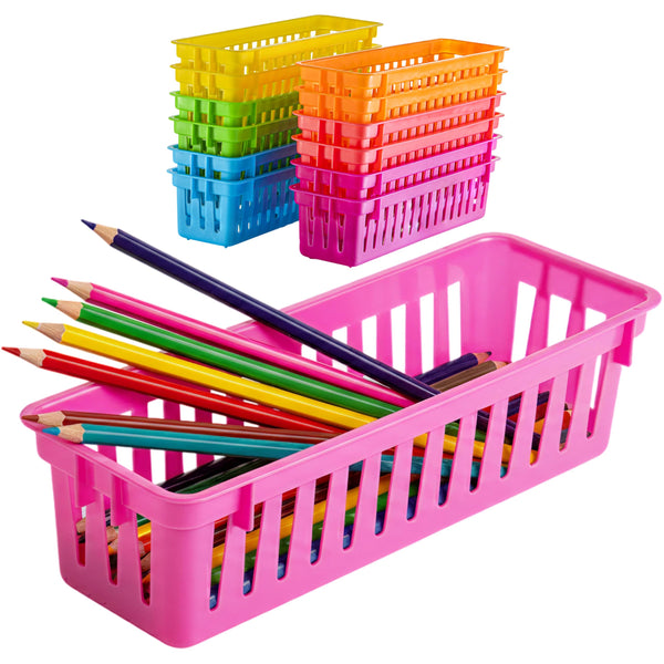 Prextex Classroom Pencil Organizer Pencil Basket or Crayon Basket, Variety Colors (12 pack) - image 1