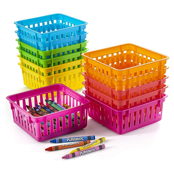 Prextex Classroom Storage Baskets Crayon and Pencill Container - Classroom Organization - Crayon Holder - Storage Basket, Shelf & Desk Organizer - Classrooms, Office Desk, Small Desk, and Toy Storage - image 1