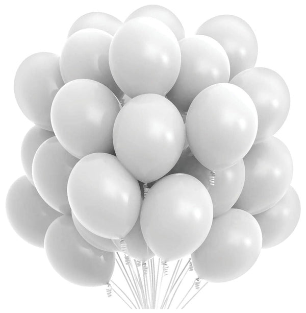 Prextex 75 White Party Balloons 12 Inch White Balloons with Matching Color Ribbon for White Theme Party Decoration, Weddings, Baby Shower, Birthday Parties Supplies or Arch Décor - Helium Quality - image 1