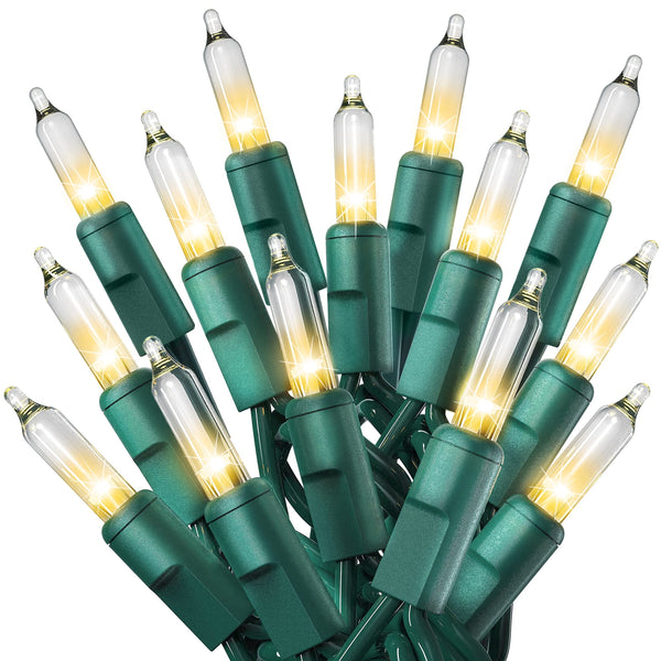 PREXTEX 50 Count Clear Christmas Tree Lights - 10 ft Warm Fairy String Lights with Green Wire - Indoor and Outdoor Mini Light for Christmas, Holiday Decorations, Trees, Fences, Patios and More - image 1