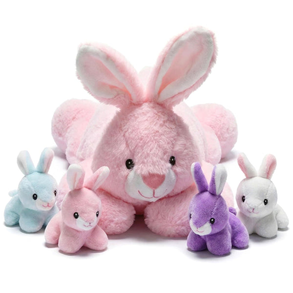 Snug A Babies Bunny Stuffed Animals with Babies Inside - Mommy and 4 Baby Rabbit Plushes for Imaginative Play - Soft Cuddly Companion for Kids - Stuffed Animals for Girls Ages 3 to 8 Years - image 1