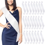 Sparkle and Bash Blank White Satin Sashes - Pack of 24 4 x 33 in - Pageants & Blank Bachelorette Sashes
