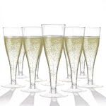 Prestee 100 Pack Clear Plastic Champagne Flutes - 4.5 oz Durable Disposable Champagne Glasses for Parties, Weddings, Toast...
