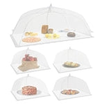 Simply Genius Mesh Food Covers for Outdoors - 2 Jumbo (39x24 in) & 4 Large (17x17 in), White Collapsible 6-Pack - Pop-Up R...