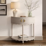 Stead Scalloped Skirt Half Moon Table, Half Round Console Table, Small Entryway Desk with Storage for Narrow Spaces, Moder...
