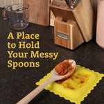 IMPRESA Silicone Ravioli Spoon Rest - 6.5 in, Pasta Drip Catching Utensil Holder - Novelty Ravioli Shape for Italian Kitch...