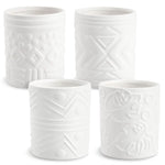 Set of 4 Paint Your Own Cactus Succulent Planters - Blank Paintable Flower Pots with Drainage Holes, Rubber Plugs, 15 Stic...