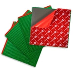 Creative QT Build-on-Wall Peel-and-Stick Baseplates - 10 x 10 in, Green, 4-Pack - Stackable Block Play & Creative Building...