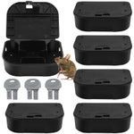 Vine Homecare 6-Pack Small Mouse Bait Stations with 3 Keys, Durable Mice Poison Boxes Used with Rat Poison/ Bait Blocks, D...