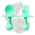 Grabease Baby Silverware Set - Toddler Spoon for Self-Feeding Support - Anti-Choke Collar Infant Fork - Phthalate-Free Con...