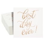 50-Pack Best Day Ever Napkins - Disposable Napkins for Wedding Reception, Bridal Shower, Engagement Party (Rose Gold, 5x5 ...