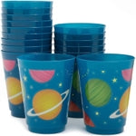 BLUE PANDA Plastic Party Cups 16 Pack - Outer Space Reusable Tumblers - 16 oz - Space Themed Party Decorations - Reusable ...