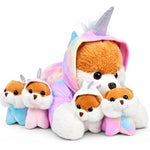 PixieCrush Dog Stuffed Animals - Bernese Mommy with 4 Puppies in Her Tummy - Huggable and Fluffy Dog Plushies for Imaginat...