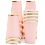 Juvale Light Blue & Gold Paper Party Cups 12 oz - 50 Pack Disposable Coffee Cups for Hot & Cold Beverages, Elegant Paper C...