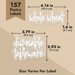 Talented Kitchen Script Pantry Labels - Water-Resistant Reusable Stickers for Pantry Organization - Clear Flour Sugar Stic...