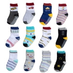 CozyWay Toddler Socks with Grippers - Cotton-Blend Comfort Cotton Toddler Socks - Non-Slip Grips for Kids - 3T-5T, 12 Pack...