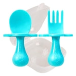 Grabease Baby Feeding Utensils - Anti-Choke Collar & Toddler Fork for Ages 1-3 - Easy-Grip Curved Handle Infant Spoon - Di...