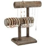 Bright Creations 2-Tier Wooden Bracelet Display Stand - Bracelet Organizer & Necklace Holder - Ample Tiered Jewelry Displa...