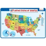 merka United States Map Placemat - 17 x 11 in, Laminated, Multicolor - Reusable Kids Dining Mat with Secure Backing & Stat...