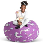 Creative QT Stuff ’n Sit Large 33’’ Bean Bag Storage Cover for Stuffed Animals & Toys, Giant Beanbag Chair for Kids Ages 3...