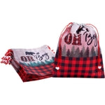 12 Pack Lumberjack Buffalo Plaid Drawstring Gift Bags for Boys Baby Shower & Kids Birthday Party Favors Goodie Bag, 10 x 1...